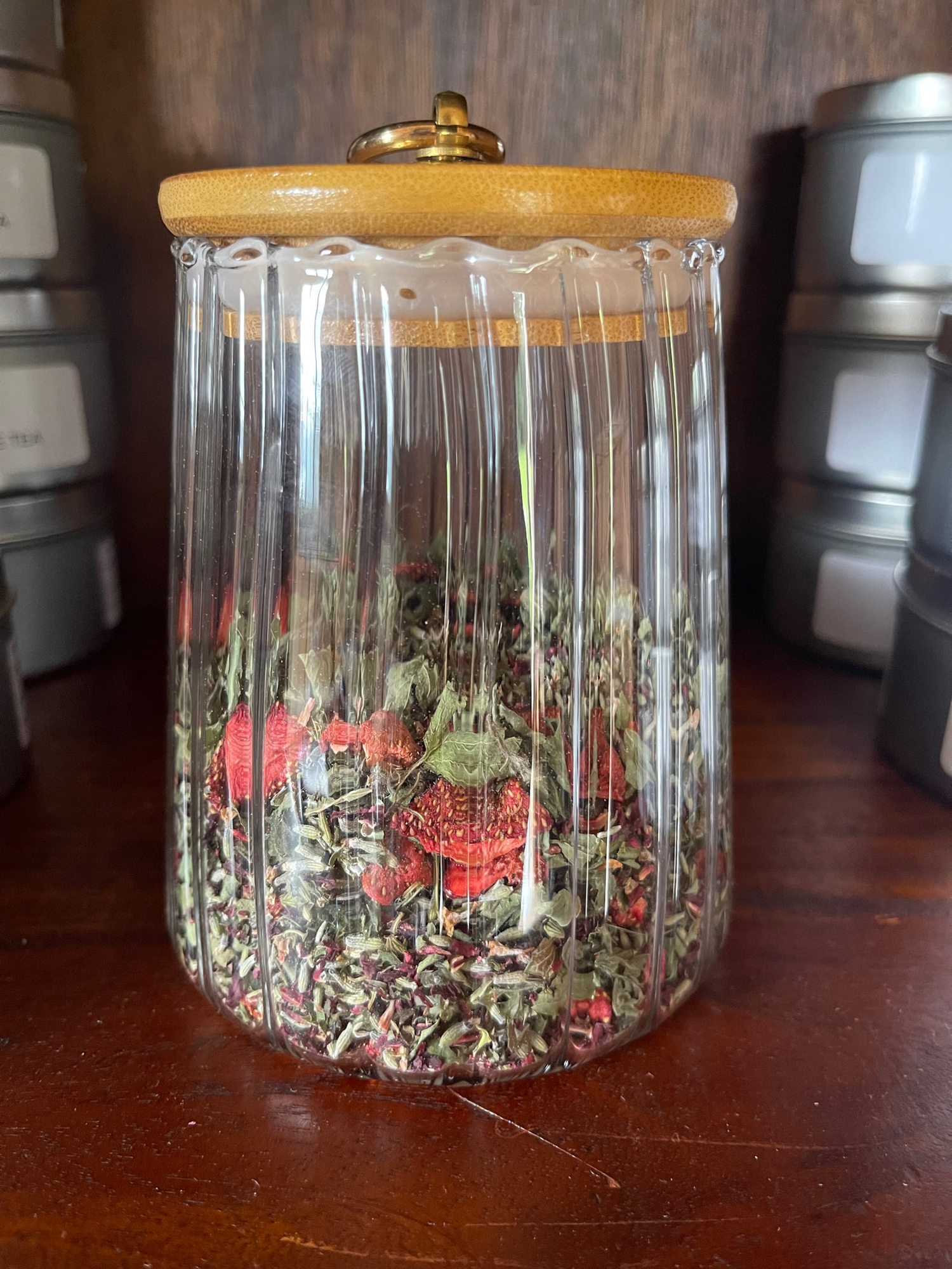 Striped Glass Tea Storage Jar