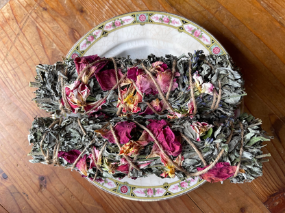 Mugwort bundle with Rose & Lavender